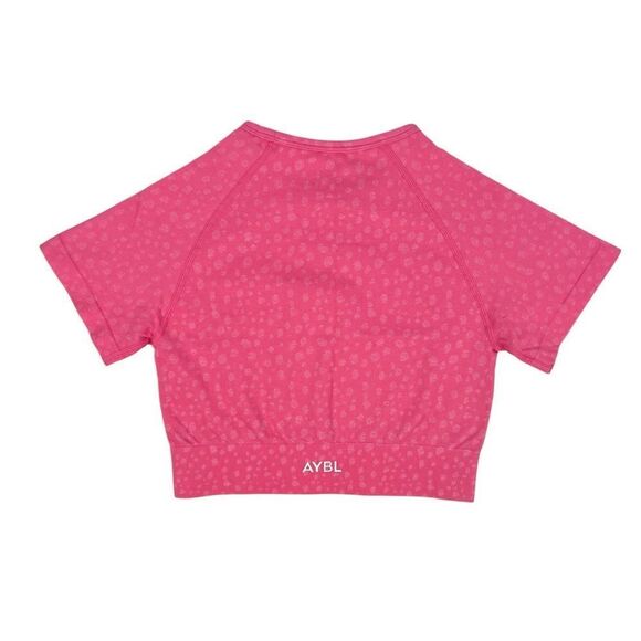 AYBL Evolve Speckle Seamless Short Sleeve Crop Top Raspberry Pink Size Medium - Picture 2 of 5